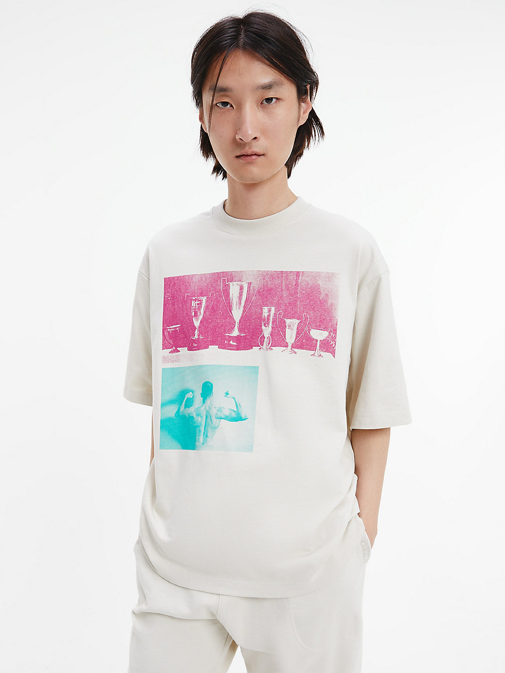 BONE WHITE Unisex Printed T-Shirt - CK Standards undefined men Calvin Klein