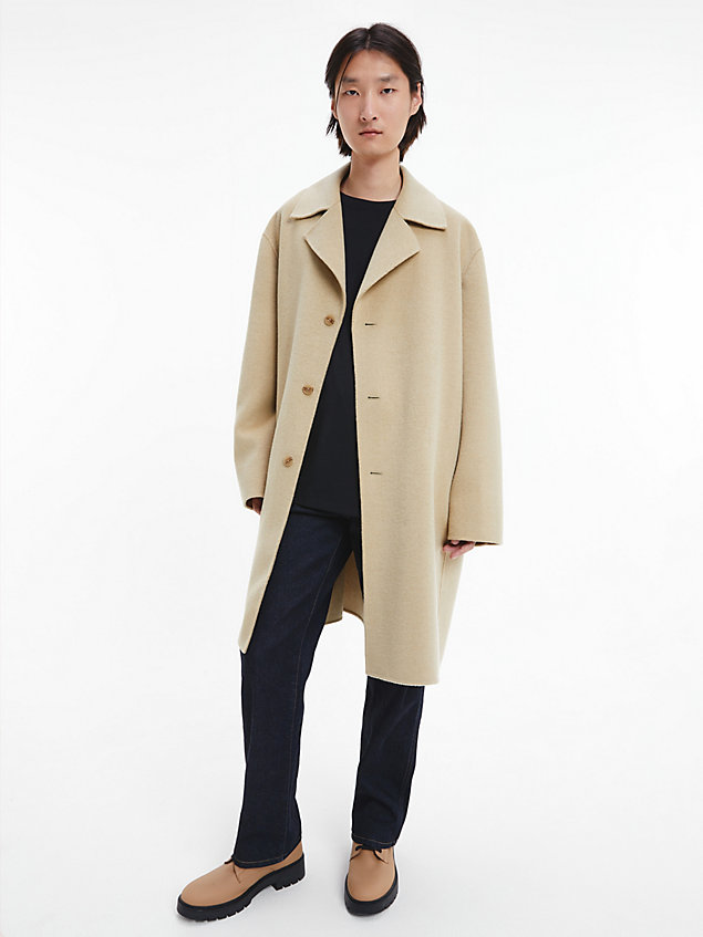 cappotto in lana e tessuto termosaldato unisex - ck standards brown da uomo calvin klein