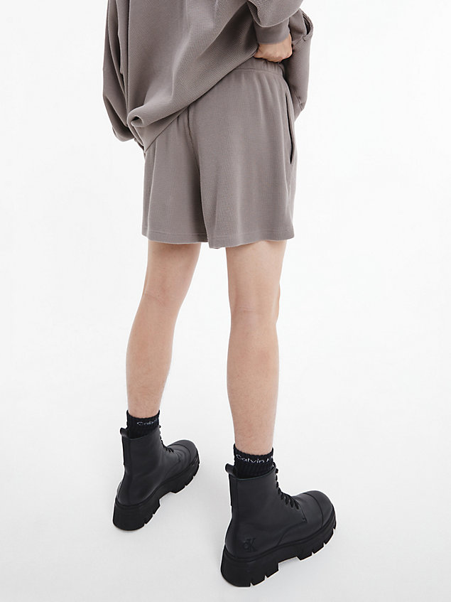 grey unisex waffle cotton shorts - ck standards for men calvin klein