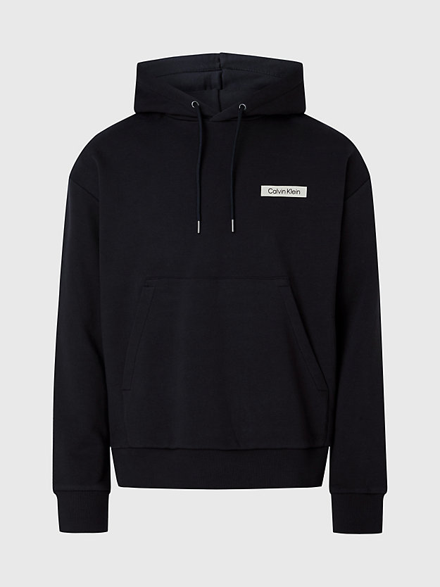 ck black organic cotton logo hoodie for men calvin klein