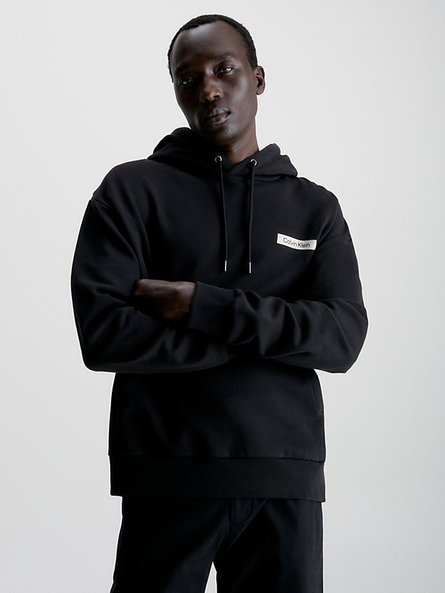 ck black organic cotton logo hoodie for men calvin klein
