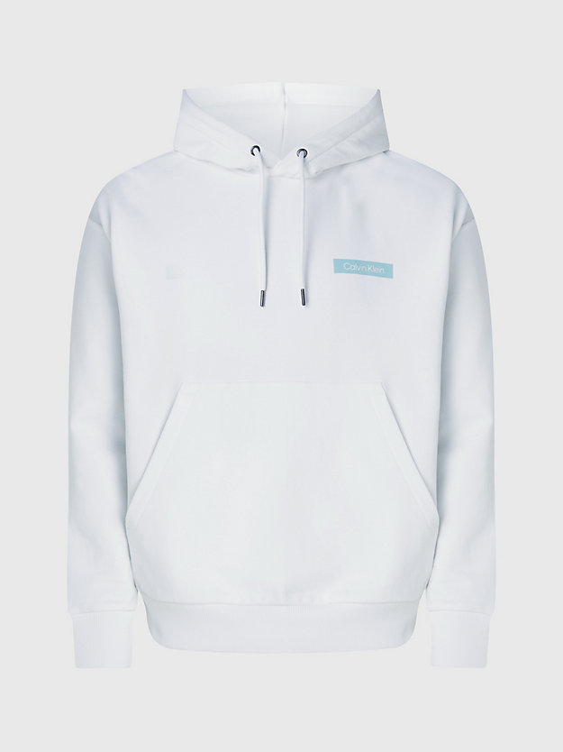 bright white organic cotton logo hoodie for men calvin klein