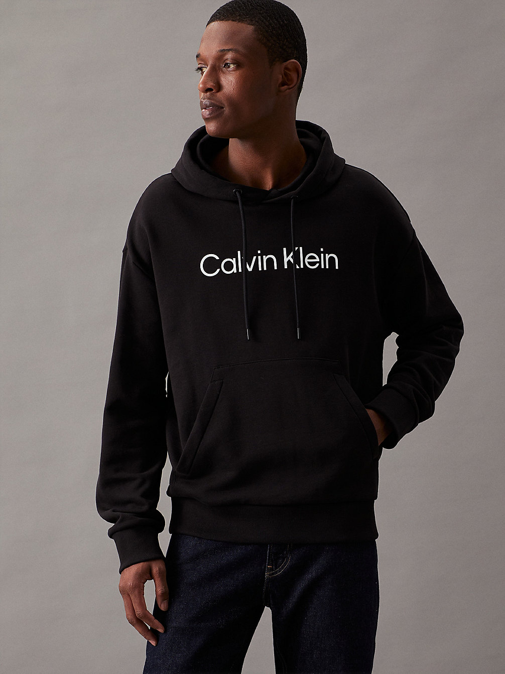 CK BLACK Cotton Terry Logo Hoodie undefined Men Calvin Klein