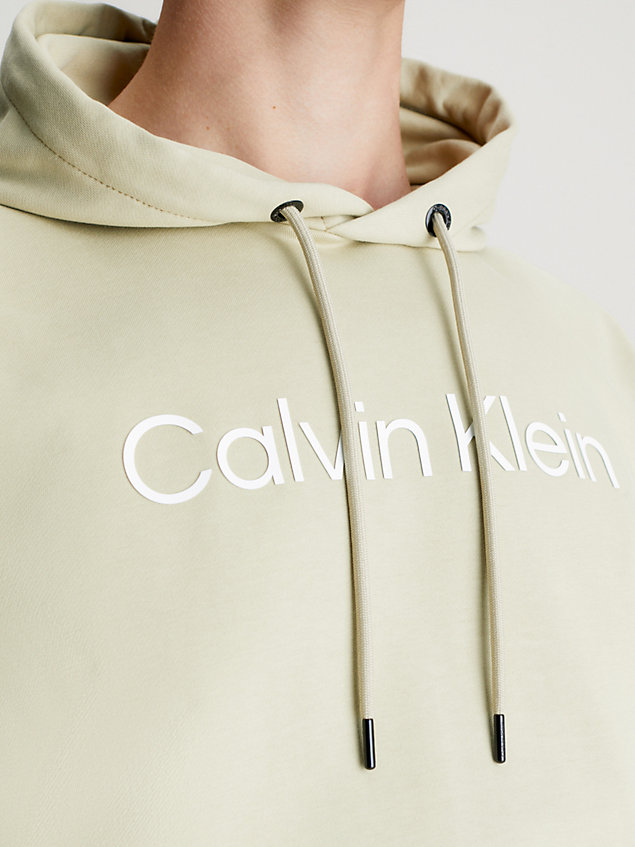 green cotton terry logo hoodie for men calvin klein