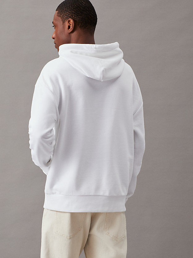 bright white cotton terry logo hoodie for men calvin klein