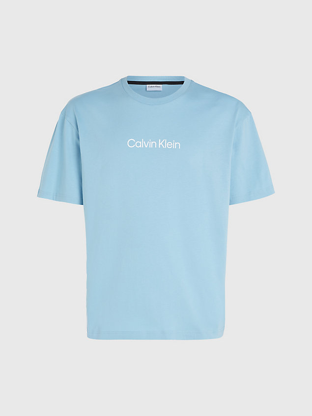 blue t-shirt bawełniany z logo dla mężczyźni - calvin klein