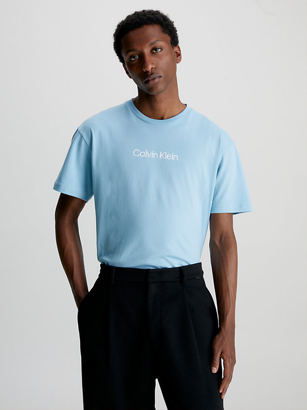 blue cotton logo t-shirt for men calvin klein