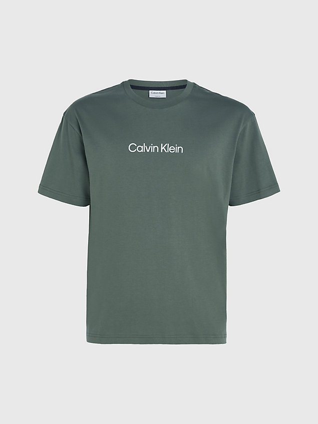 green t-shirt bawełniany z logo dla mężczyźni - calvin klein