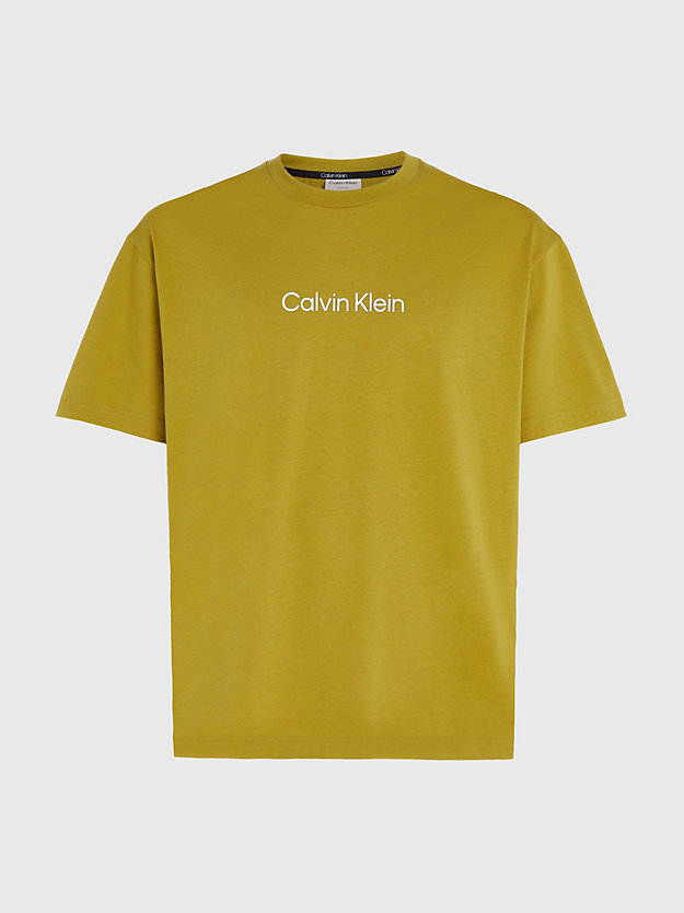 t-shirt con logo in cotone tuscan olive da uomo calvin klein