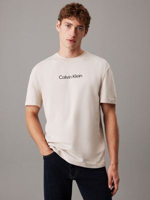 grey relaxed logo t-shirt for men calvin klein