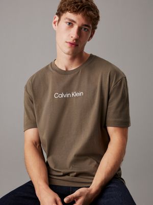 grey relaxed logo t-shirt for men calvin klein