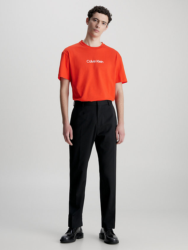 orange t-shirt bawełniany z logo dla mężczyźni - calvin klein