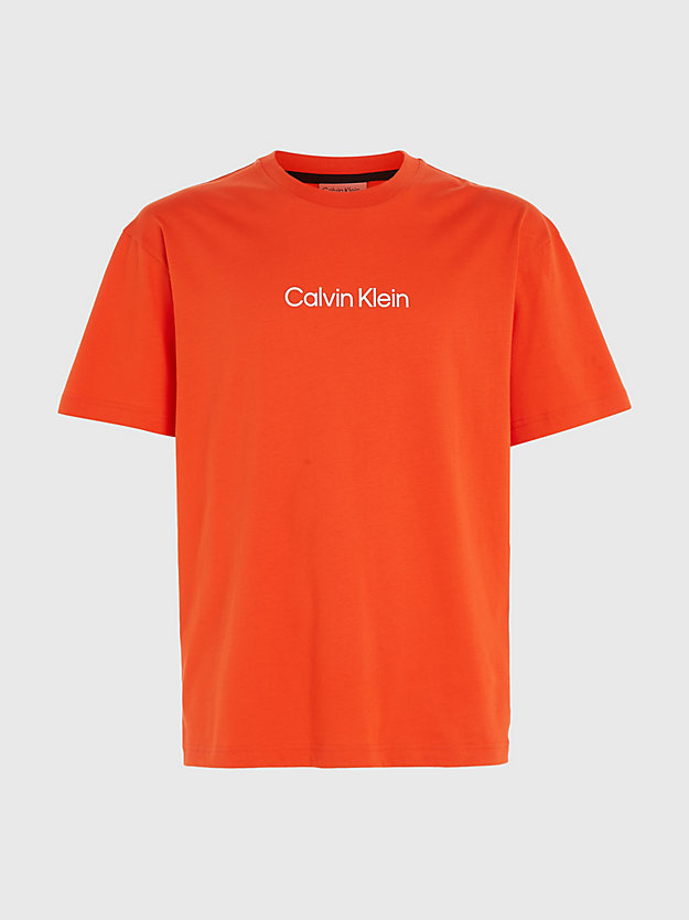 SPICY ORANGE Organic Cotton Logo T-shirt for men CALVIN KLEIN