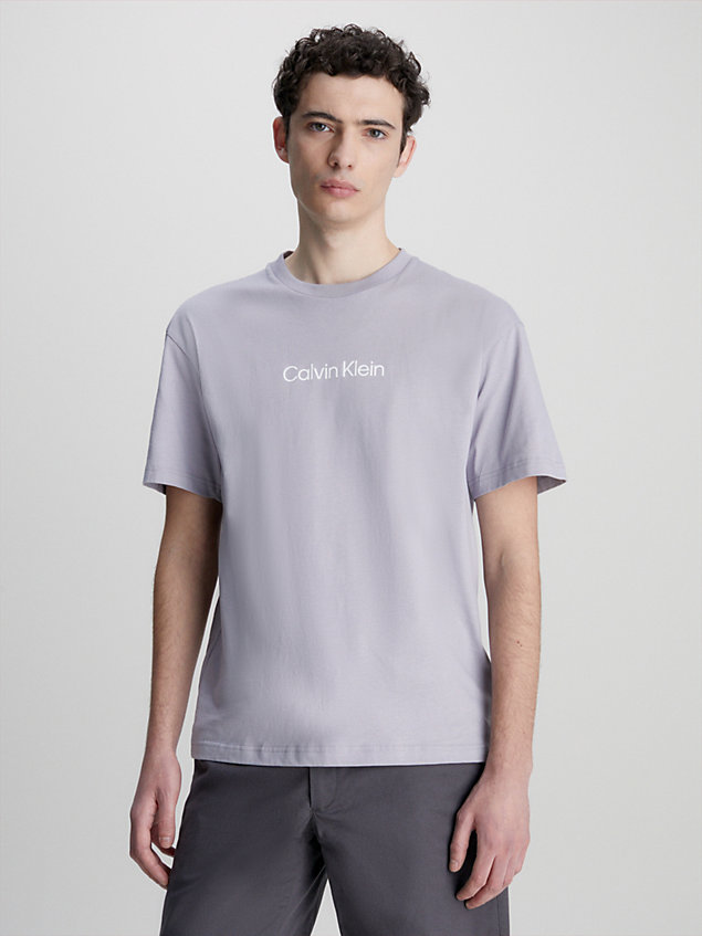 purple cotton logo t-shirt for men calvin klein