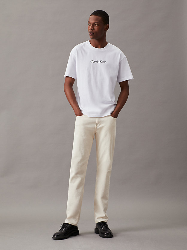 bright white cotton logo t-shirt for men calvin klein