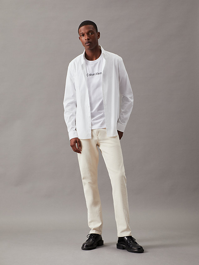 white cotton logo t-shirt for men calvin klein