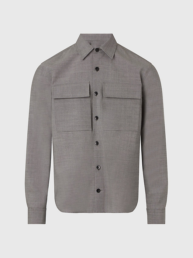 grey two tone wool overshirt for men calvin klein
