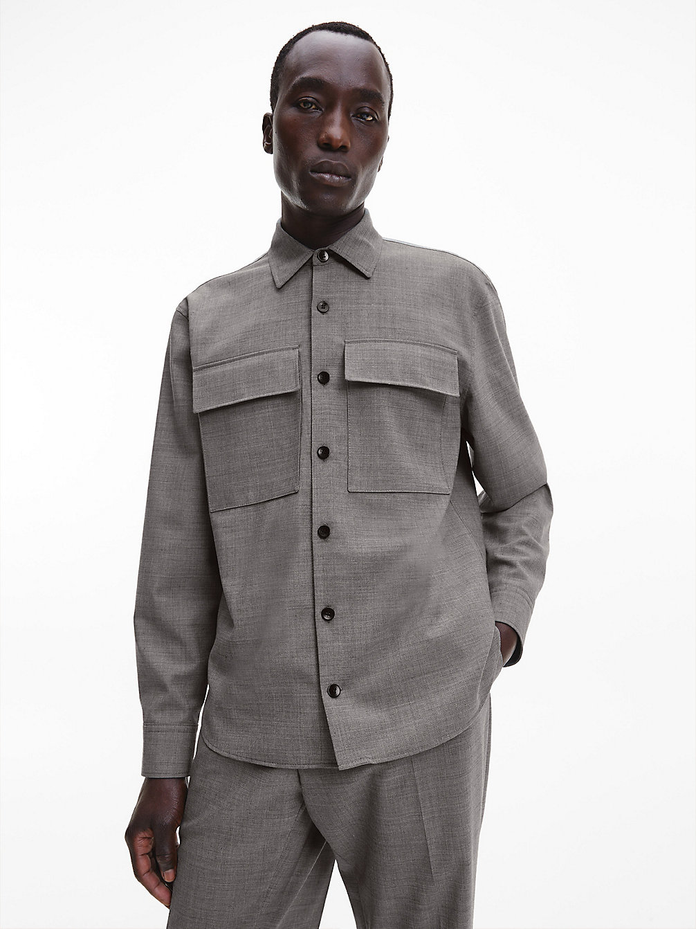 MOON MIST Zweifarbiges Woll-Überhemd undefined Herren Calvin Klein