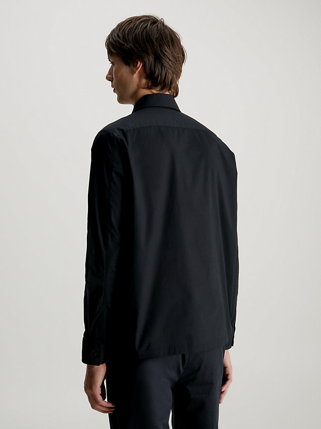 camicia squadrata in popeline elasticizzato black da uomo calvin klein