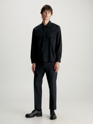 camisa elástica boxy de popelín black de hombre calvin klein