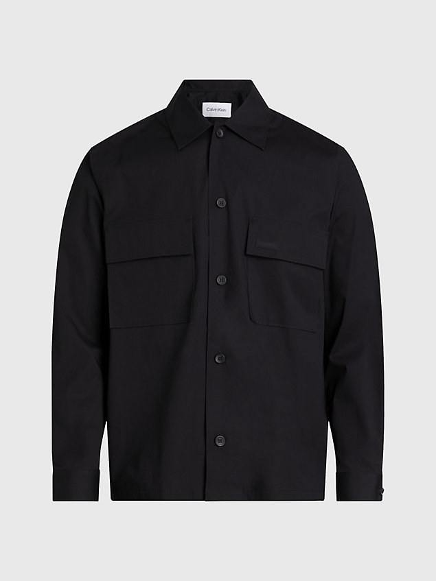 camisa elástica boxy de popelín black de hombre calvin klein