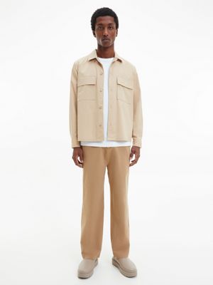 TRAVERTINE Poplin Stretch Boxy Shirt for men CALVIN KLEIN