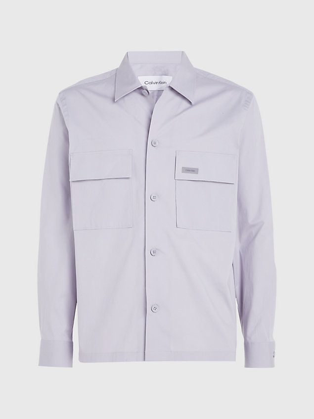 camicia squadrata in popeline elasticizzato purple da uomo calvin klein