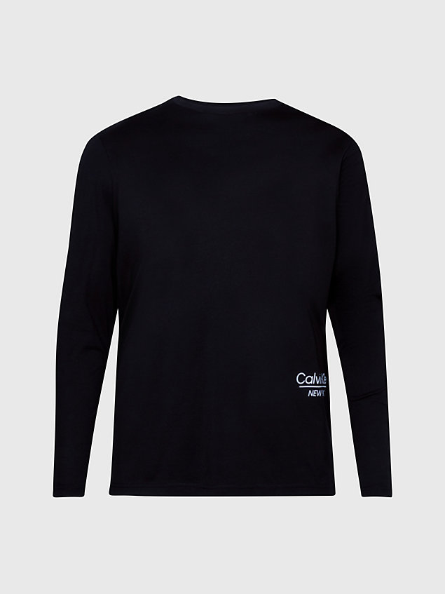 black t-shirt z długim rękawem plus size dla mężczyźni - calvin klein