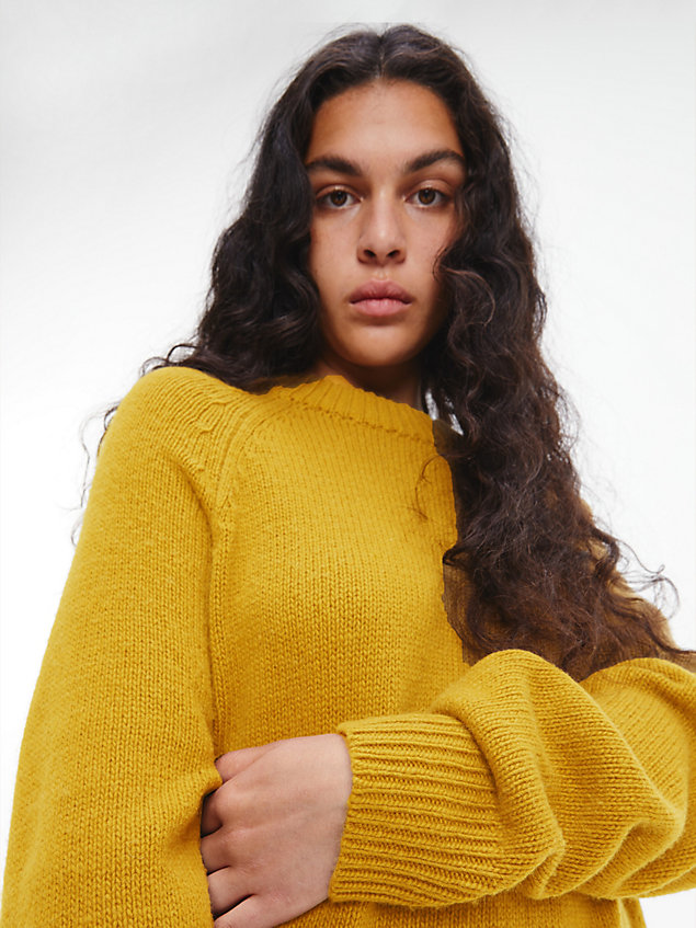 yellow unisex wool blend jumper - ck standards for unisex calvin klein