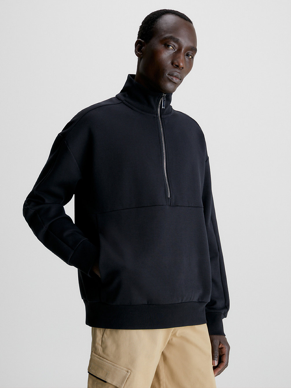 CK BLACK Sweatshirt Aus Bio-Baumwolle Mit Reißverschluss undefined Herren Calvin Klein