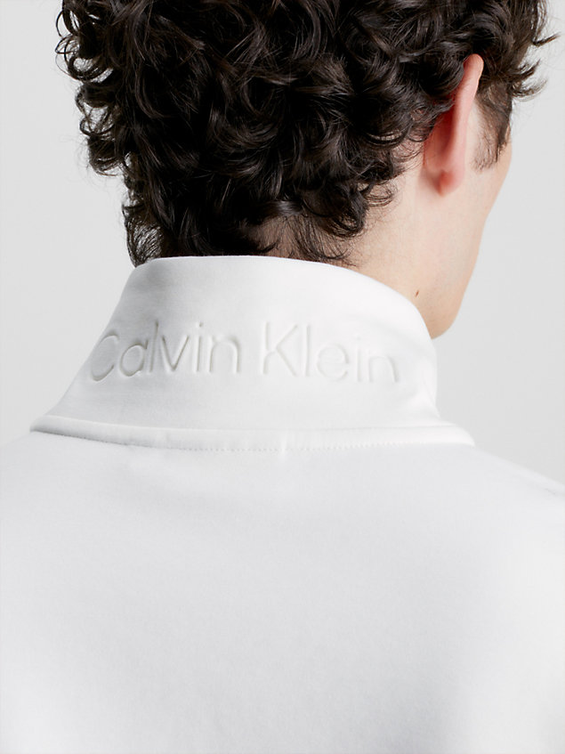 white organic cotton zip sweatshirt for men calvin klein