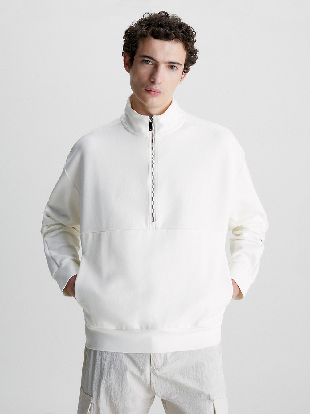 EGRET Relaxed Zip Sweatshirt undefined men Calvin Klein