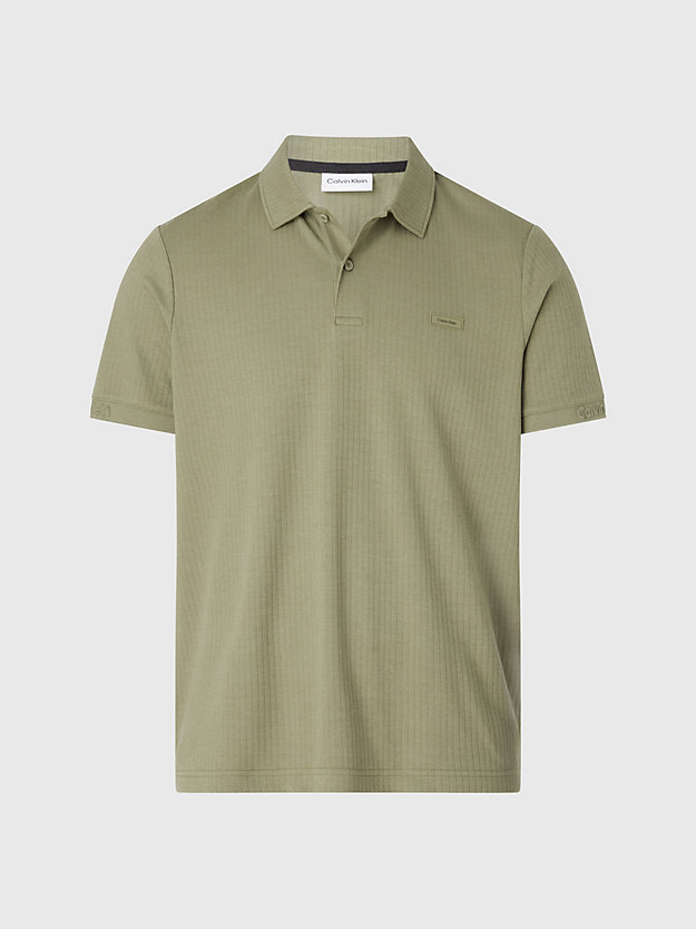 delta green ribbed logo polo shirt for men calvin klein