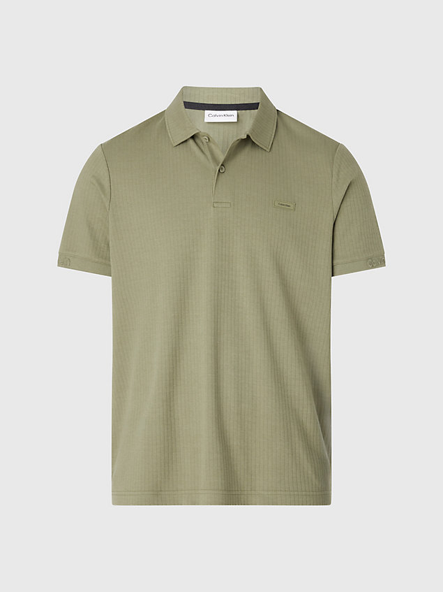 green prążkowana koszulka polo z logo dla mężczyźni - calvin klein