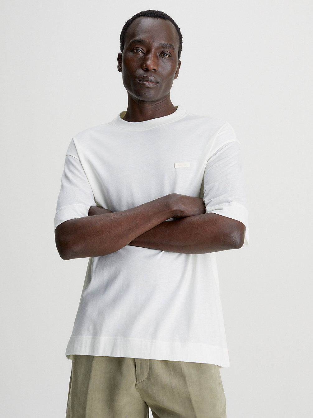 EGRET Relaxed Sheer Sleeve T-Shirt undefined men Calvin Klein