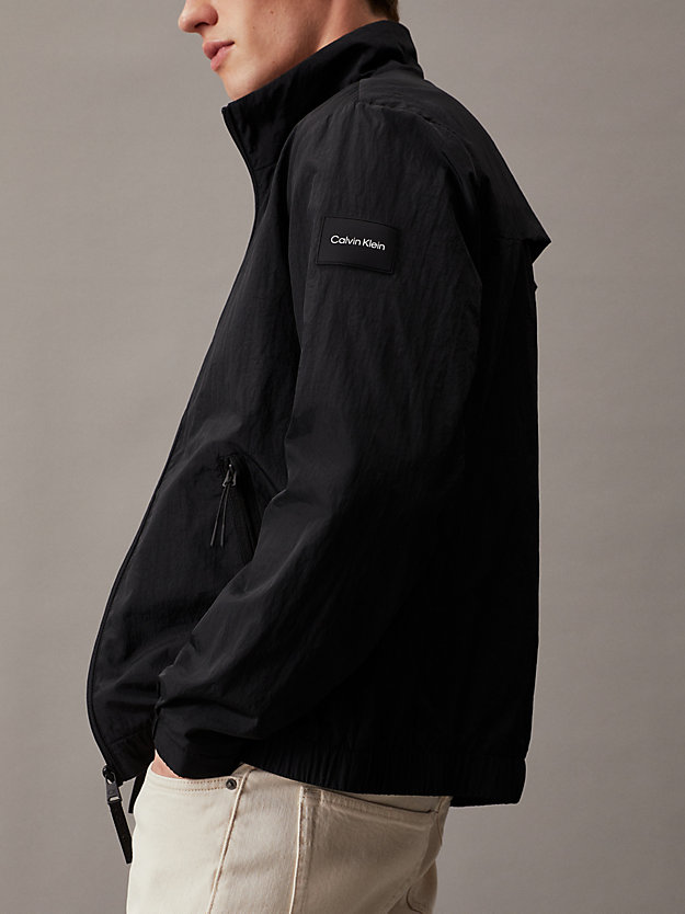 ck black recycled crinkle nylon jacket for men calvin klein