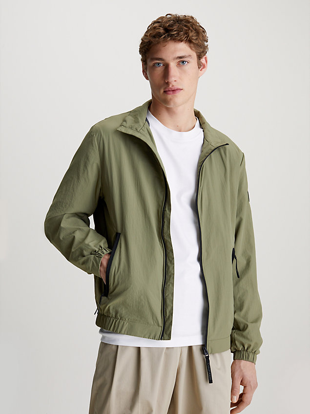 green crinkle nylon jacket for men calvin klein