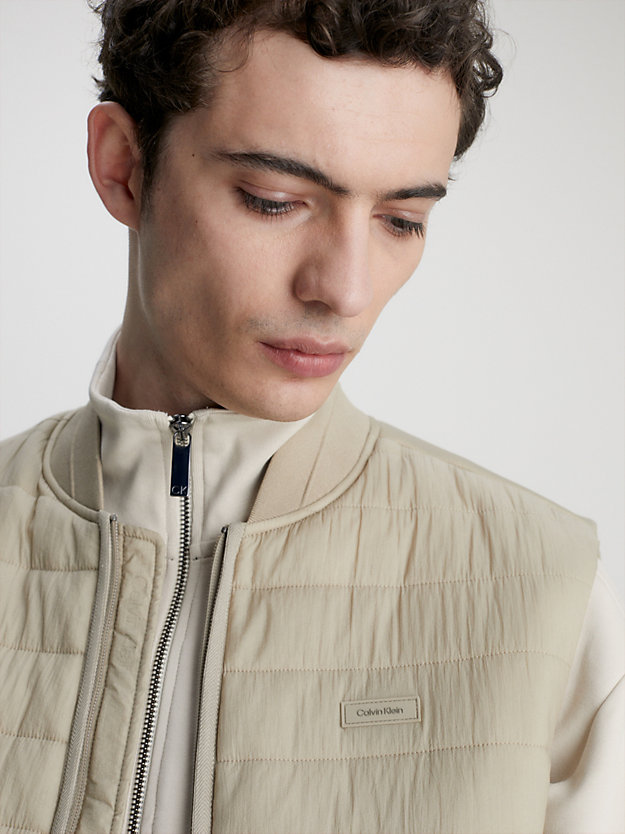 fresh clay quilted crinkle gilet for men calvin klein