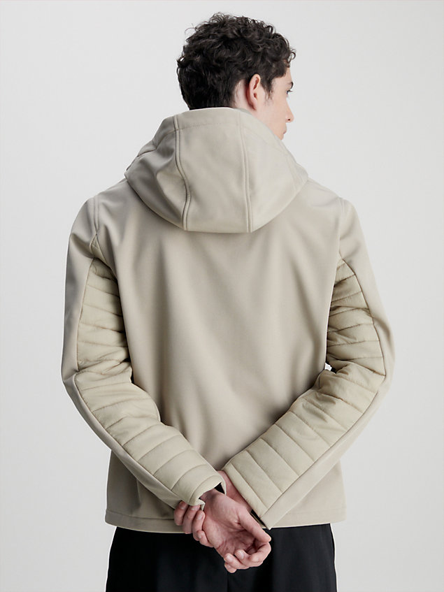 grey hooded quilted jacket for men calvin klein
