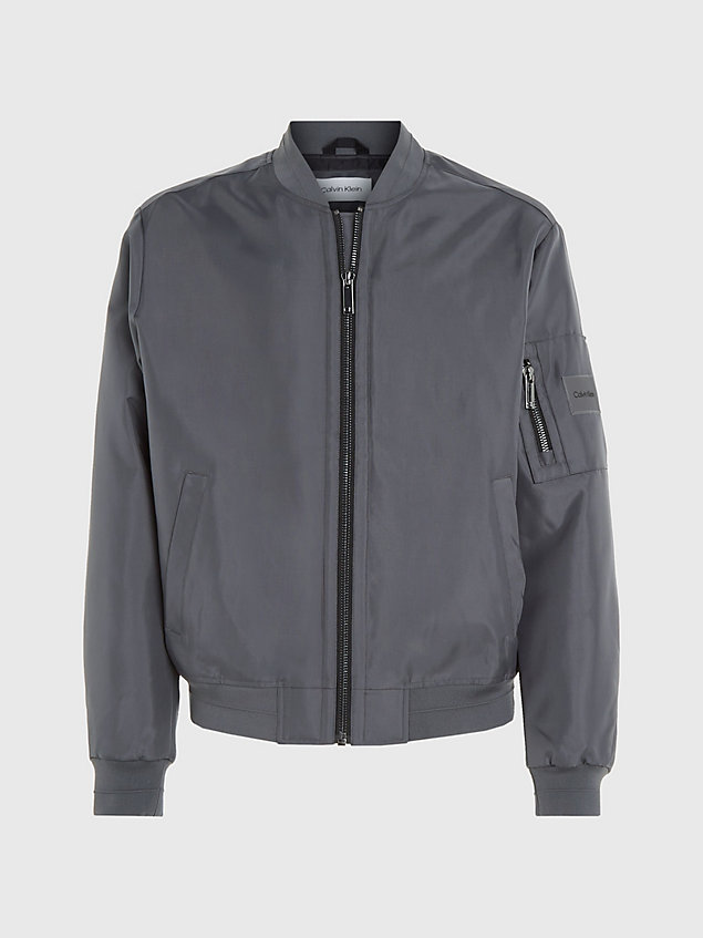 grey recycled canvas bomber jacket for men calvin klein