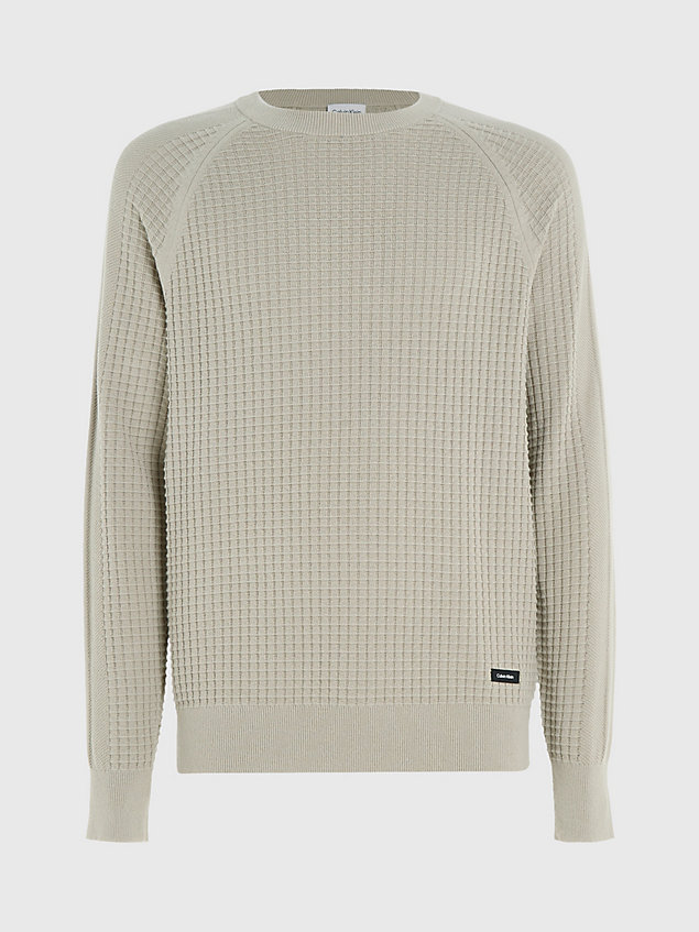 grey sweter o wyrazistej fakturze dla mężczyźni - calvin klein