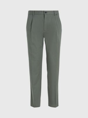 Shop Pleated Dark Grey Twill Casual Pants for Men Online