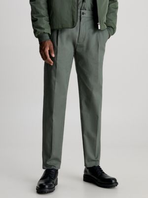 Tapered cheap pleated trousers