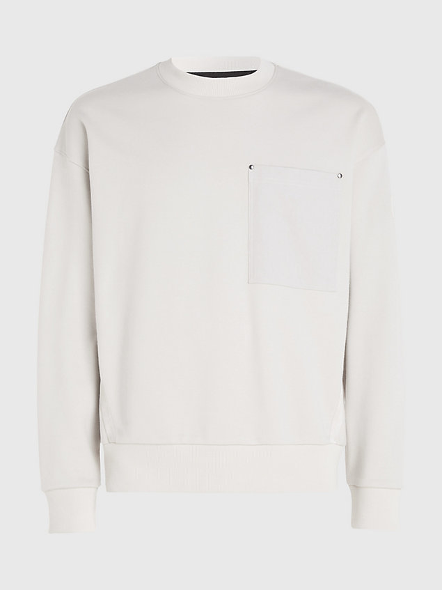beige organic cotton workwear sweatshirt for men calvin klein