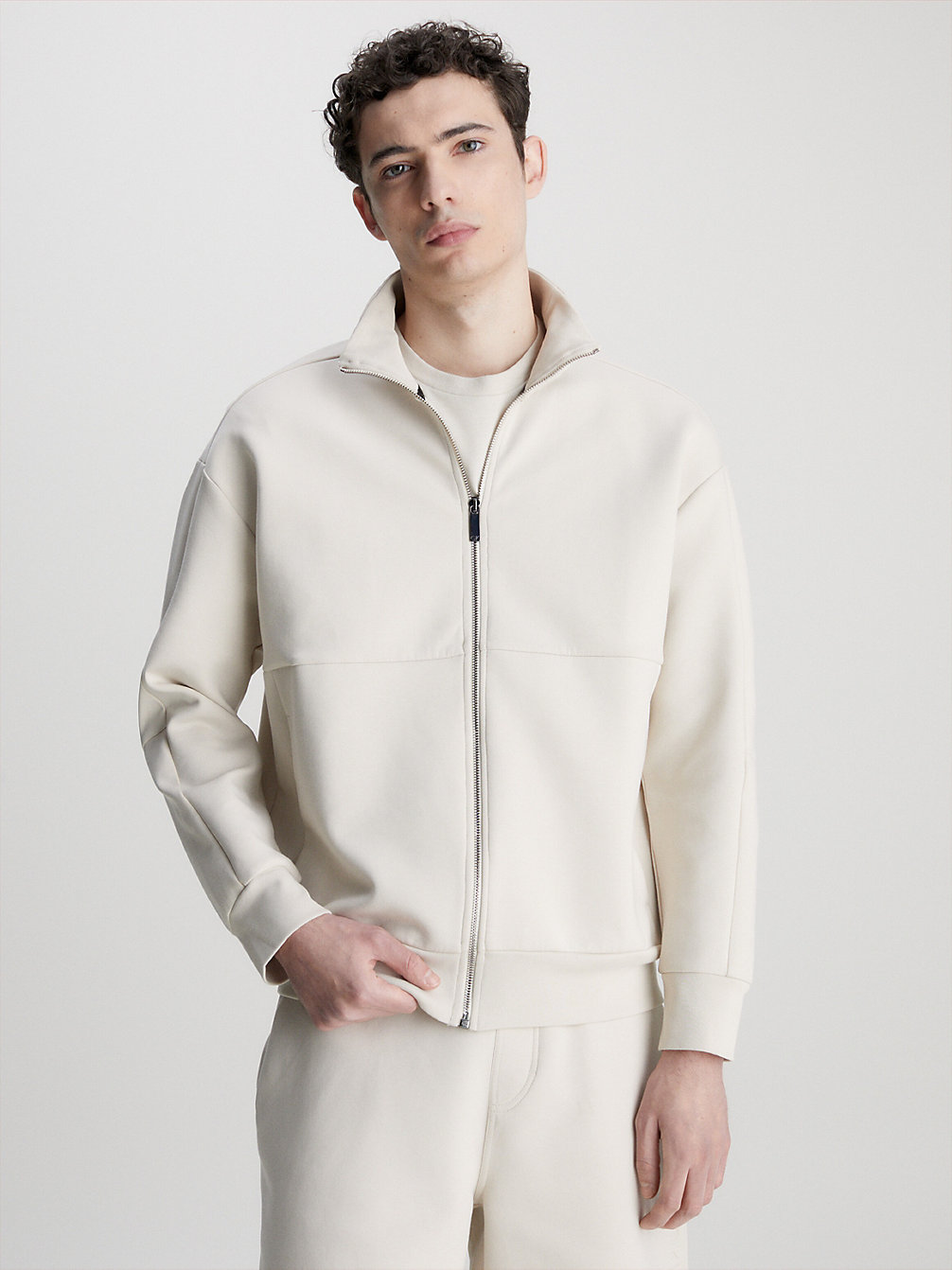 STONY BEIGE Organic Cotton Zip Up Jacket undefined men Calvin Klein