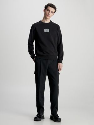 ck black organic cotton logo sweatshirt for men calvin klein