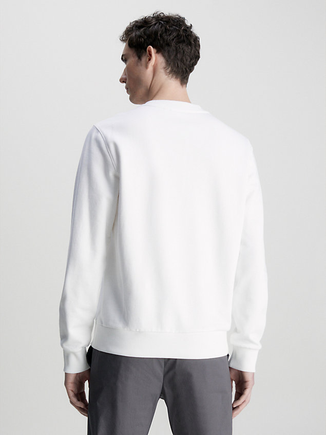 white sweatshirt van biologisch katoen met logo voor heren - calvin klein