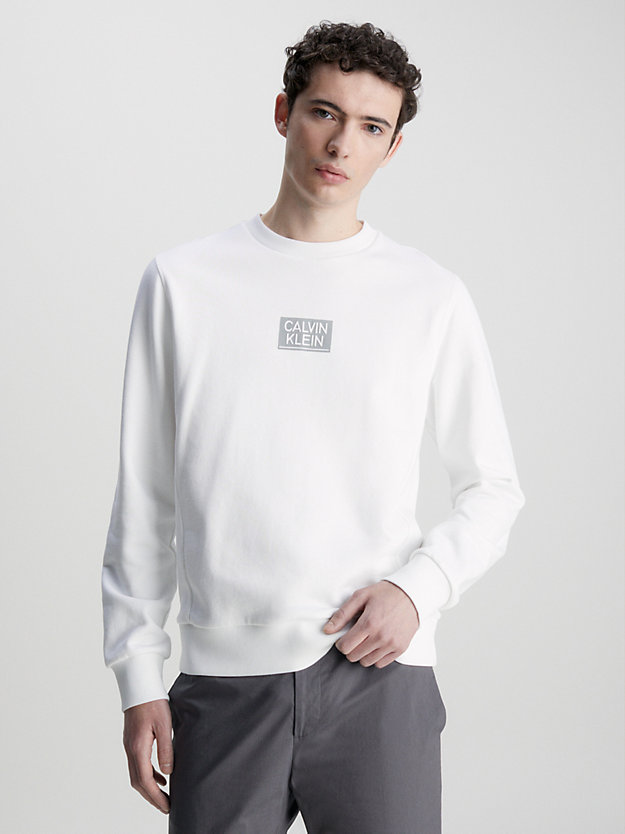 BRIGHT WHITE Organic Cotton Logo Sweatshirt for men CALVIN KLEIN