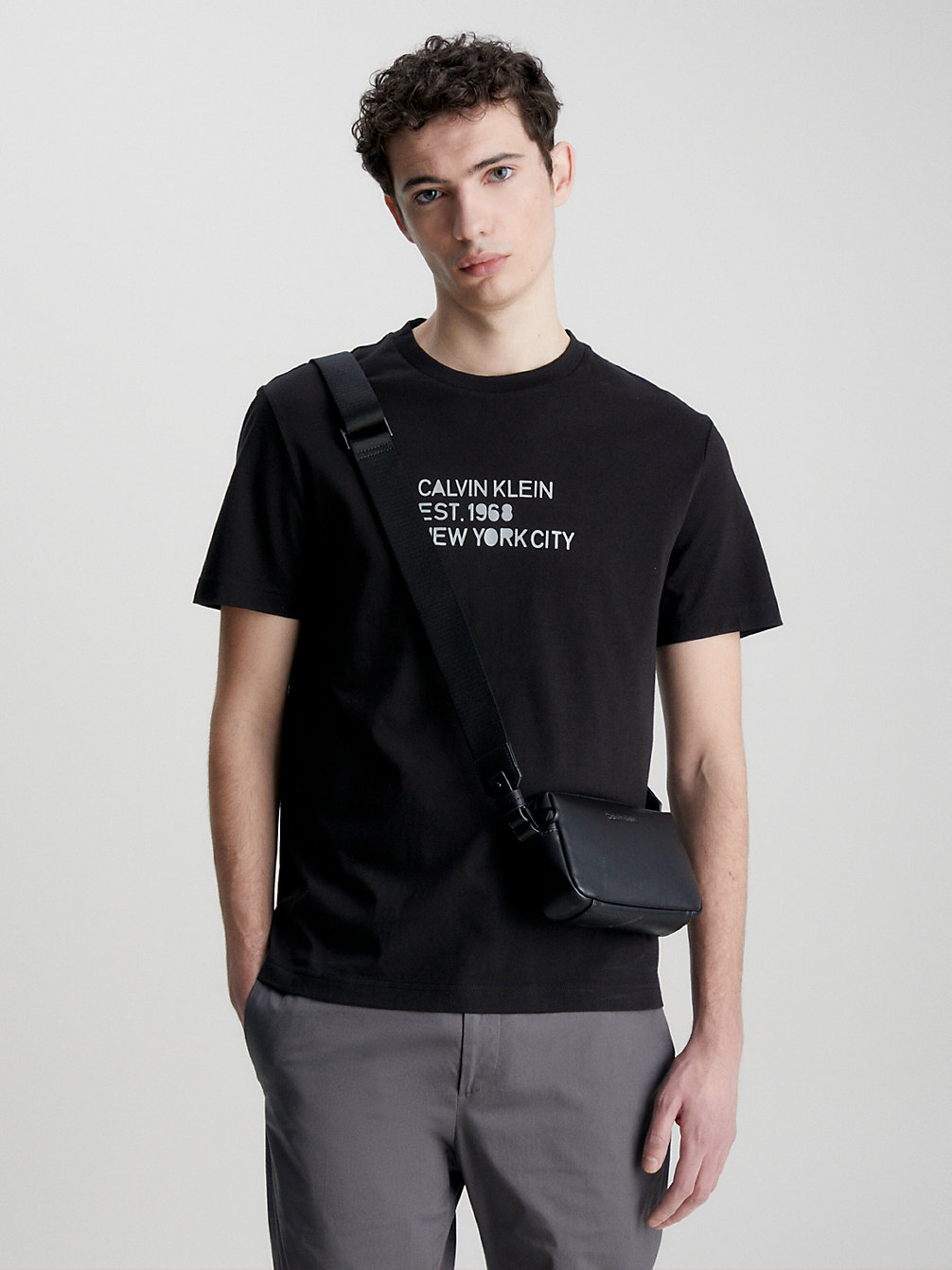 CK BLACK T-Shirt En Coton Bio Avec Logo undefined hommes Calvin Klein