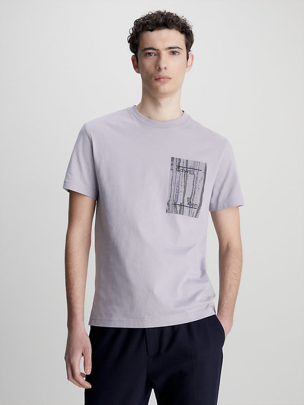dapple gray chest print t-shirt for men calvin klein